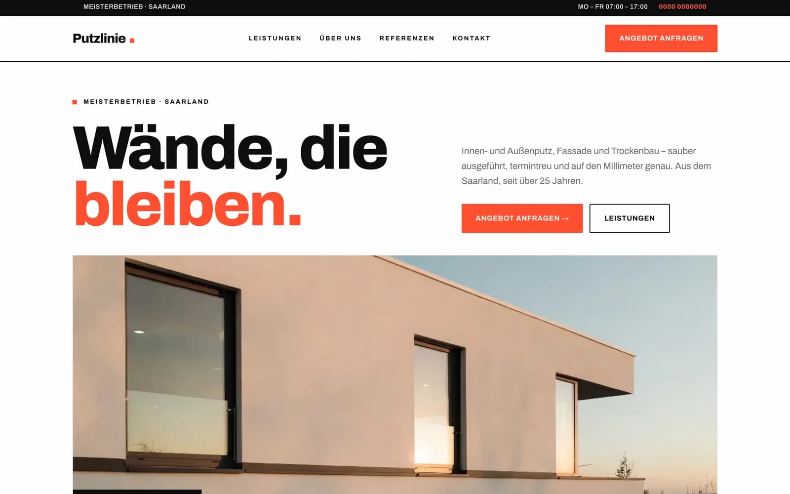 Vorschau der Demo-Website Putzlinie